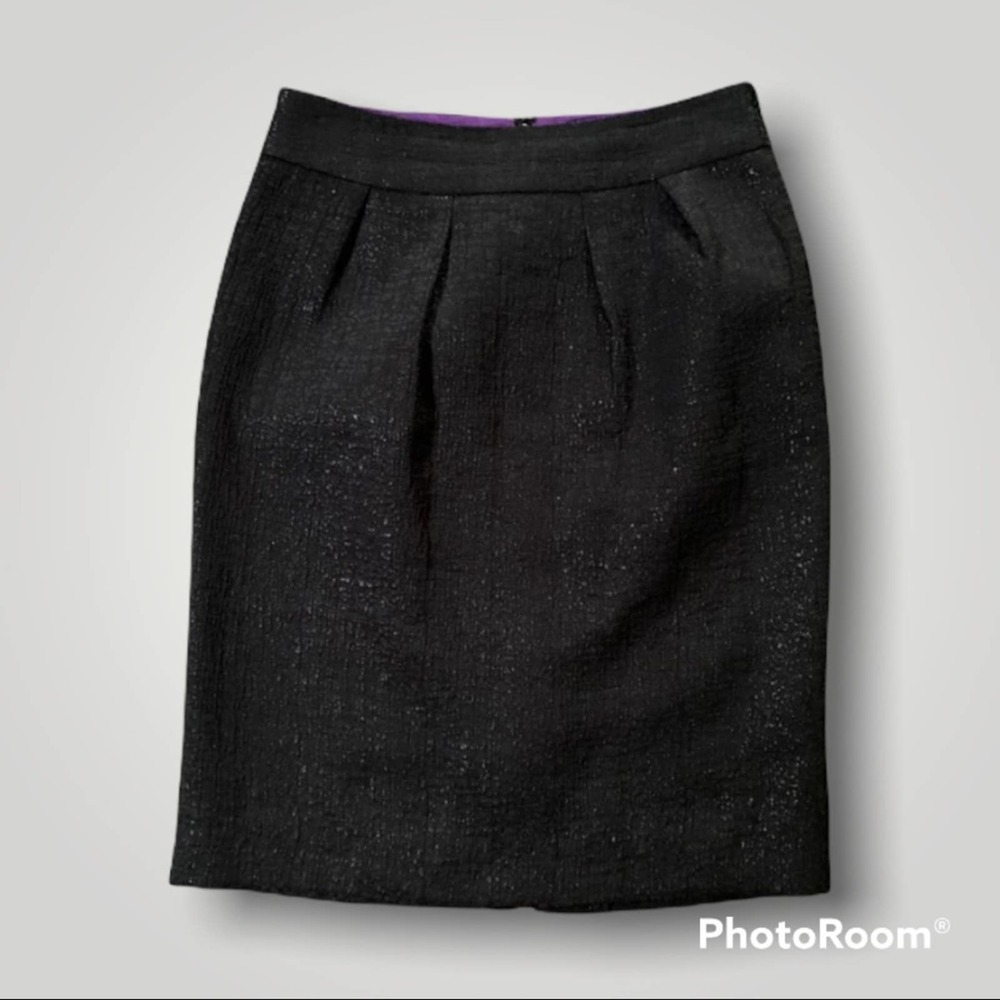 Banana Republic Women's Shiny Black Jacquard Classic Pencil Skirt Size 0